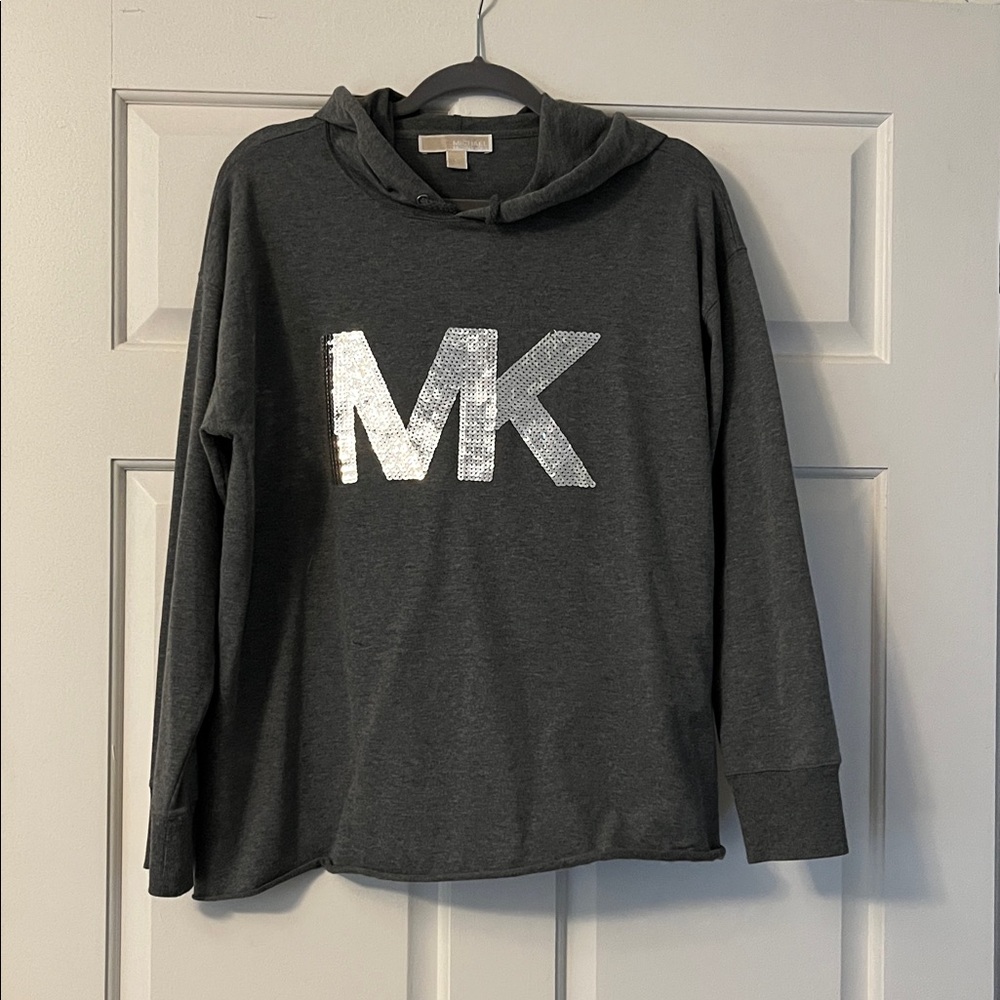 Michael Kors Charcoal Hoodie with Metallic Logo